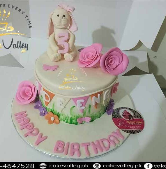 1st birthday baby girls rabbit cake