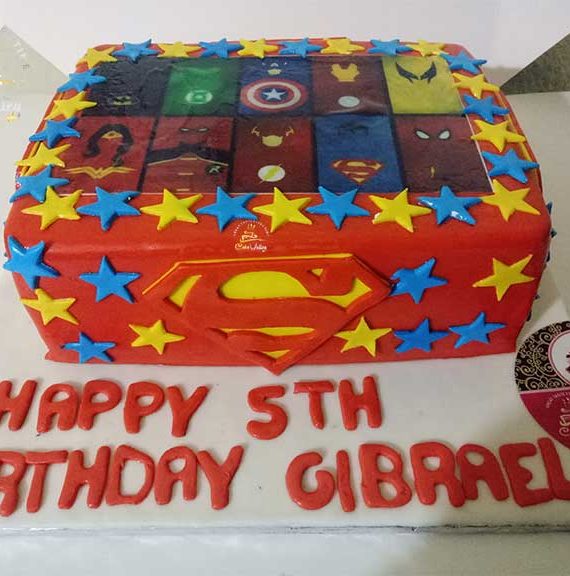super hero theme cake