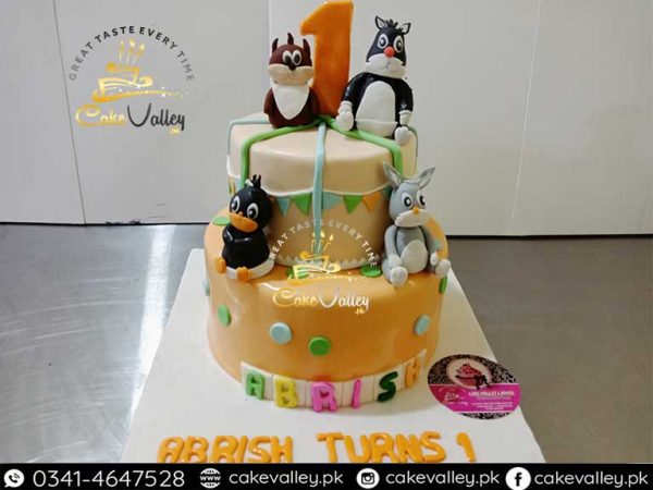 Baby Girls theme Cartoon character 2-tier cake