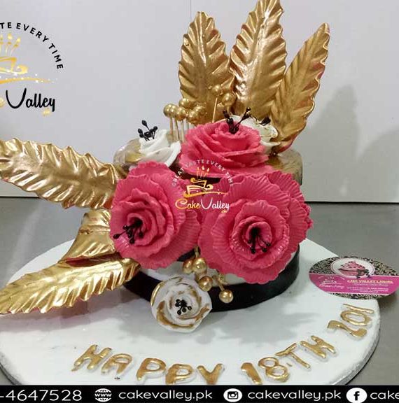 Golden or Pink Theme Cake For Girls Birthday