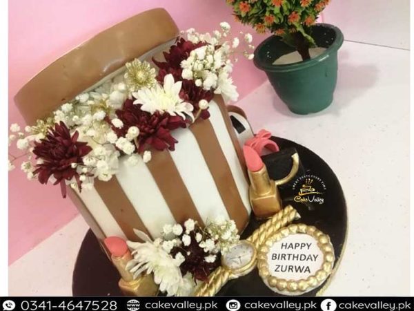 flowers bucket shape cake